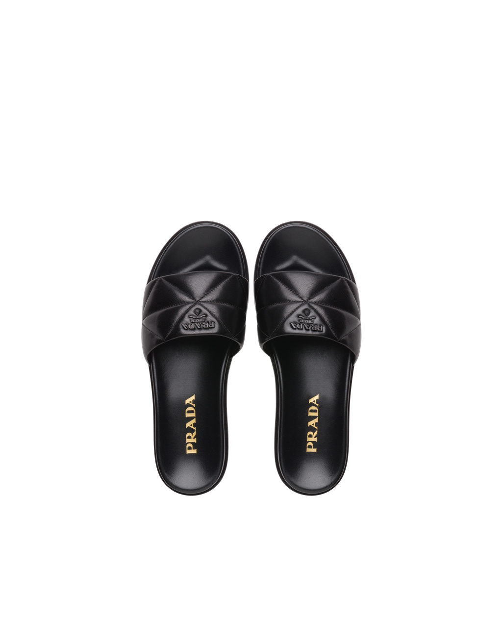 Prada Nappa Kozene Slides Čierne | DLIAOM594