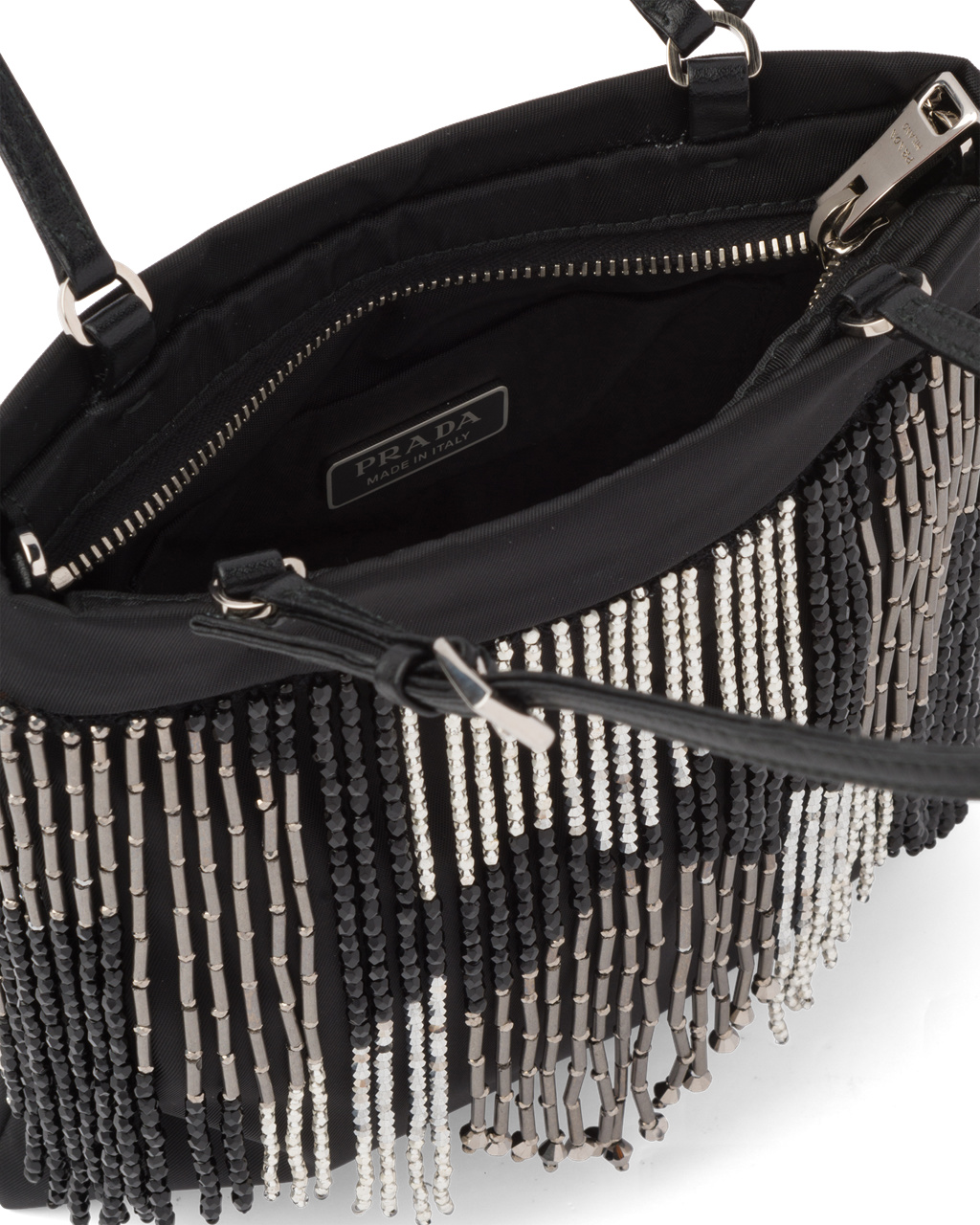 Prada Nylon Handbag With Fringe Čierne | DNBLCY914