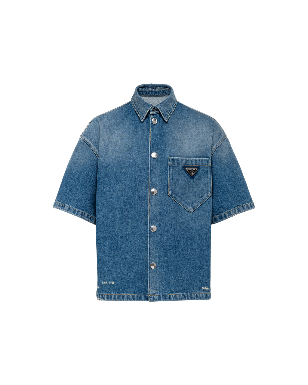 Prada Organic Denim Shirt Námornícka Modrá | HDRXFQ804