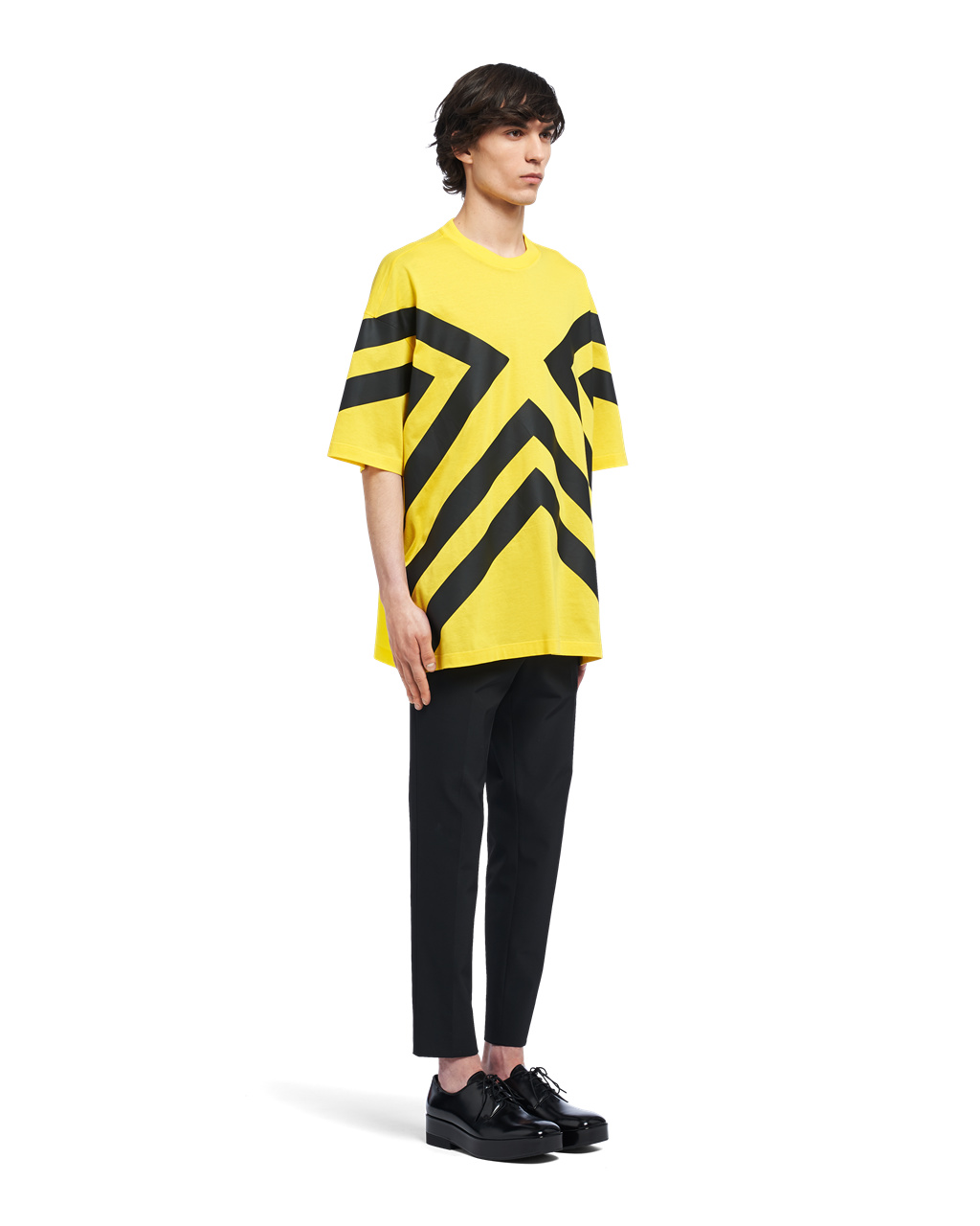 Prada Oversized Printed Bavlnene T-shirt Žlté | HZFDNA207