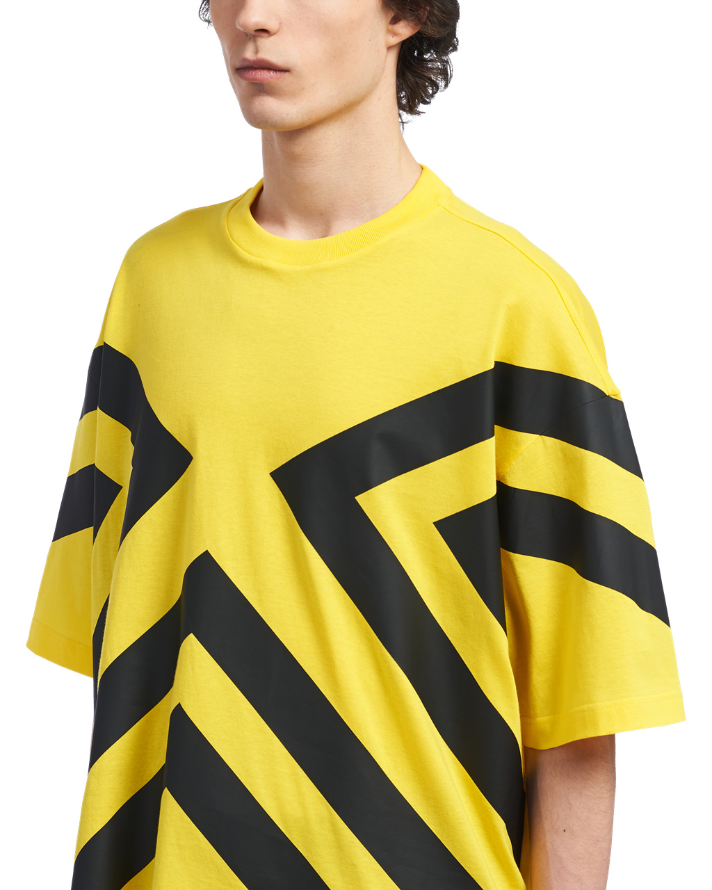 Prada Oversized Printed Bavlnene T-shirt Žlté | HZFDNA207