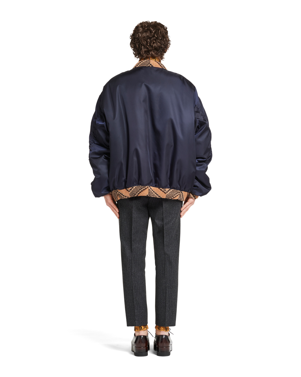 Prada Oversized Re-nylon And Knit Bomber Jacket Modre | MUZNQC847