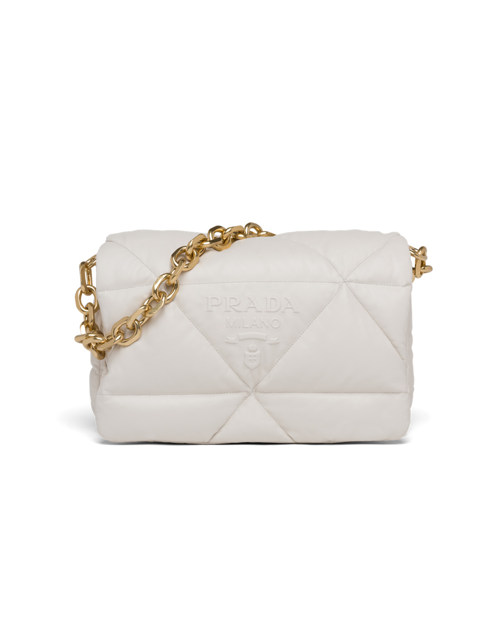 Prada Padded Nappa Kozene Shoulder Bag Biele | EBRXON579