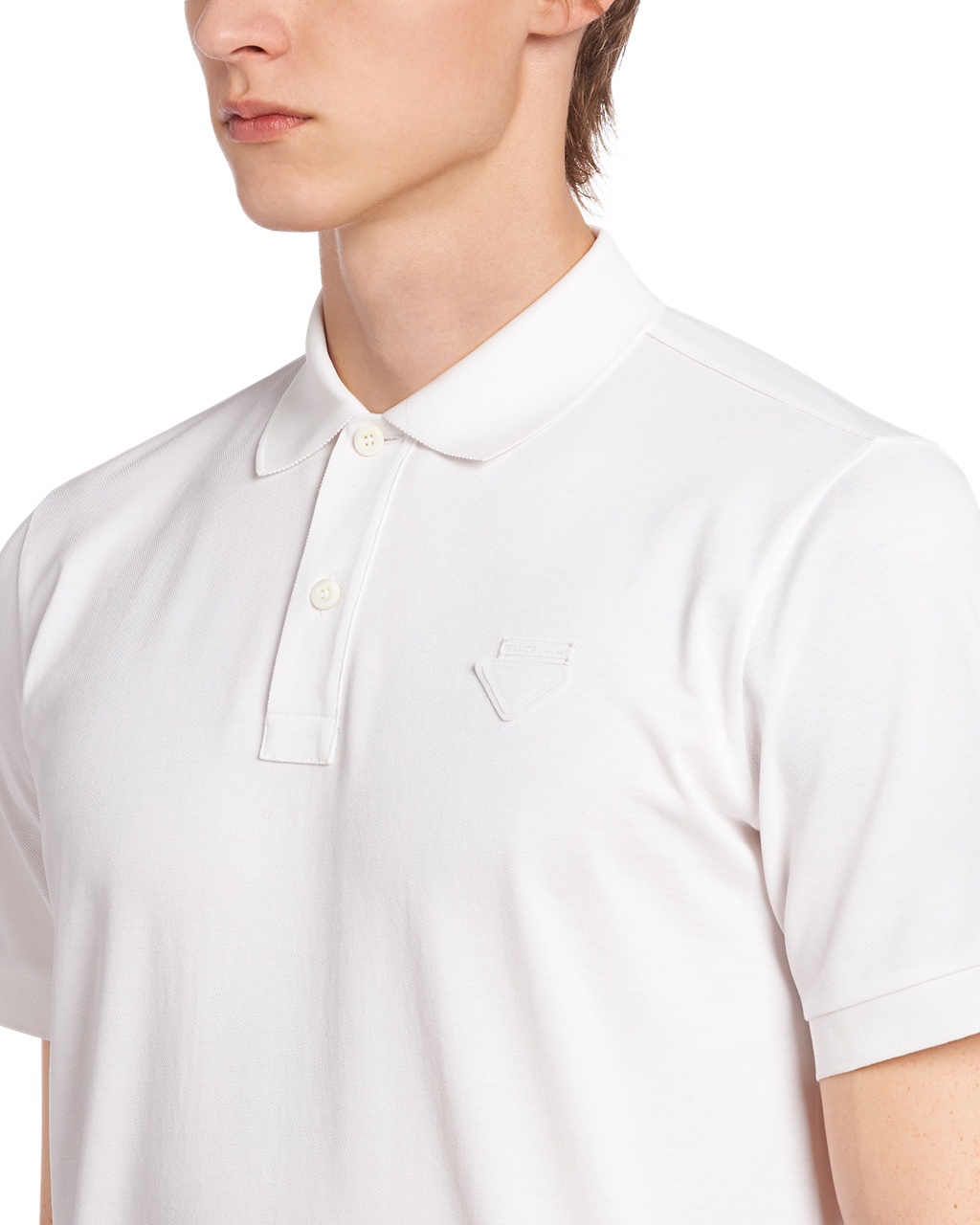 Prada Piqué Polo Shirt Biele | NTZRIO016