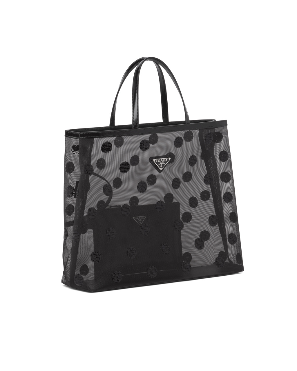 Prada Polka-dot Mesh Tote Bag Čierne | FCGAJY872