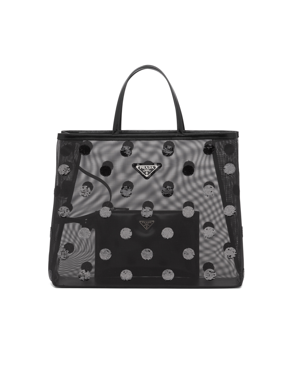 Prada Polka-dot Mesh Tote Bag Čierne | FCGAJY872