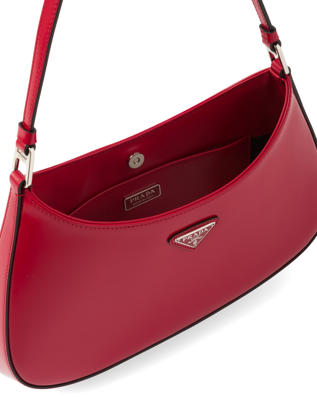 Prada Prada Cleo Brushed Kozene Shoulder Bag Scarlet | AOEHBL973