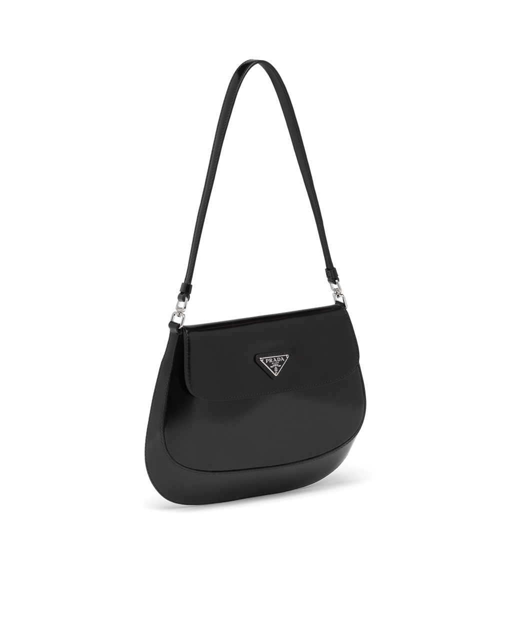 Prada Prada Cleo Brushed Kozene Shoulder Bag With Flap Čierne | CUDNFR760