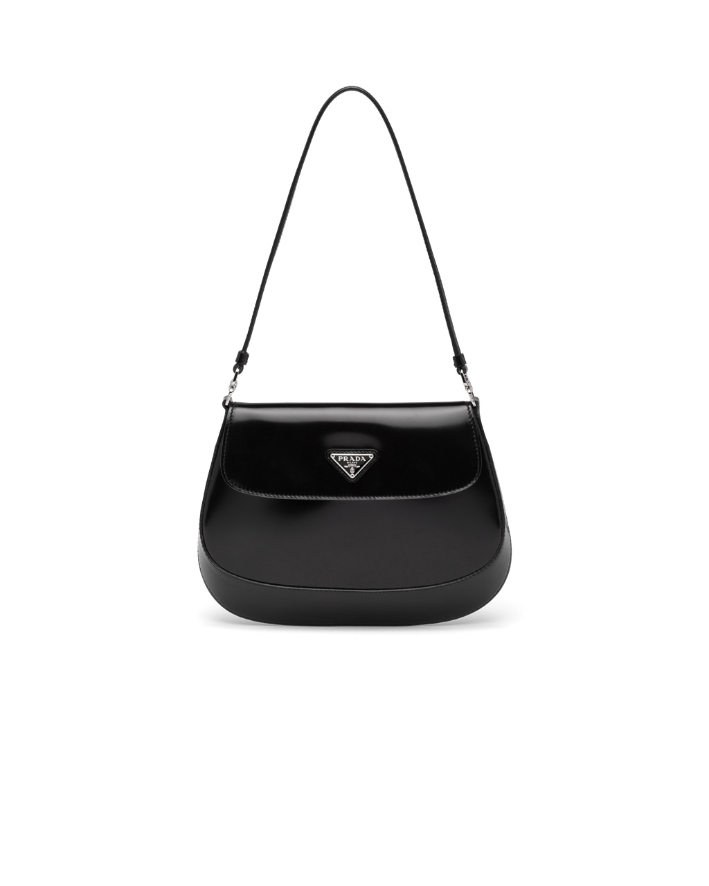 Prada Prada Cleo Brushed Kozene Shoulder Bag With Flap Čierne | CUDNFR760