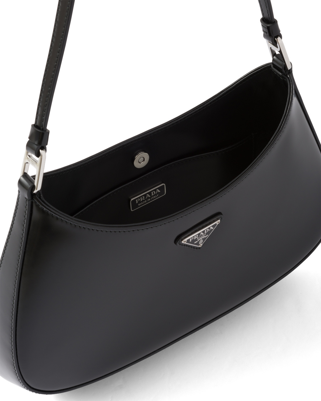 Prada Prada Cleo Brushed Kozene Shoulder Bag Čierne | ESPTWX571