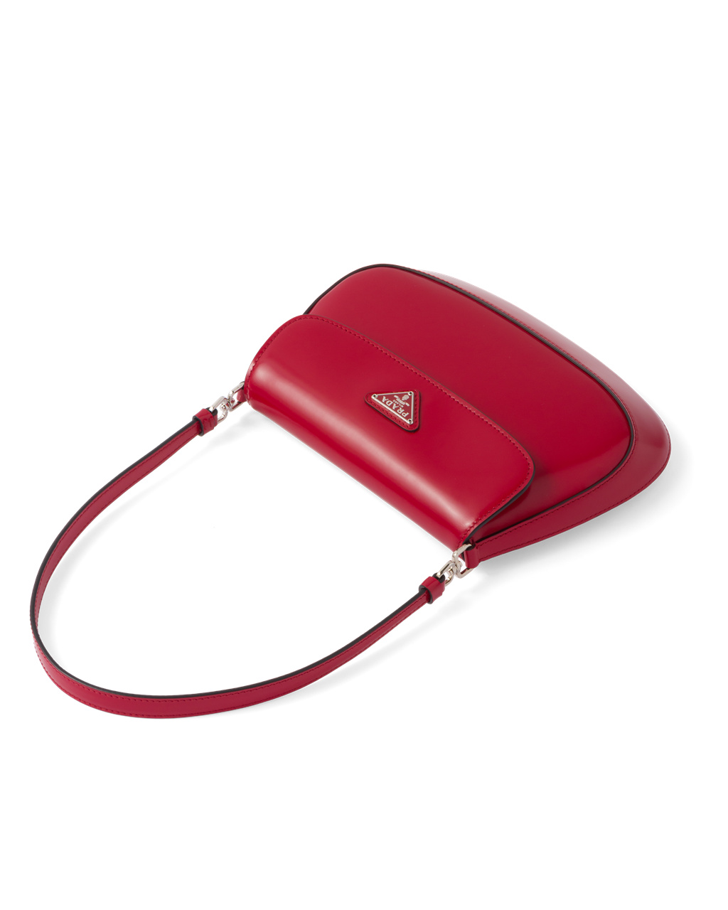 Prada Prada Cleo Brushed Kozene Shoulder Bag With Flap Scarlet | ETFJWB430