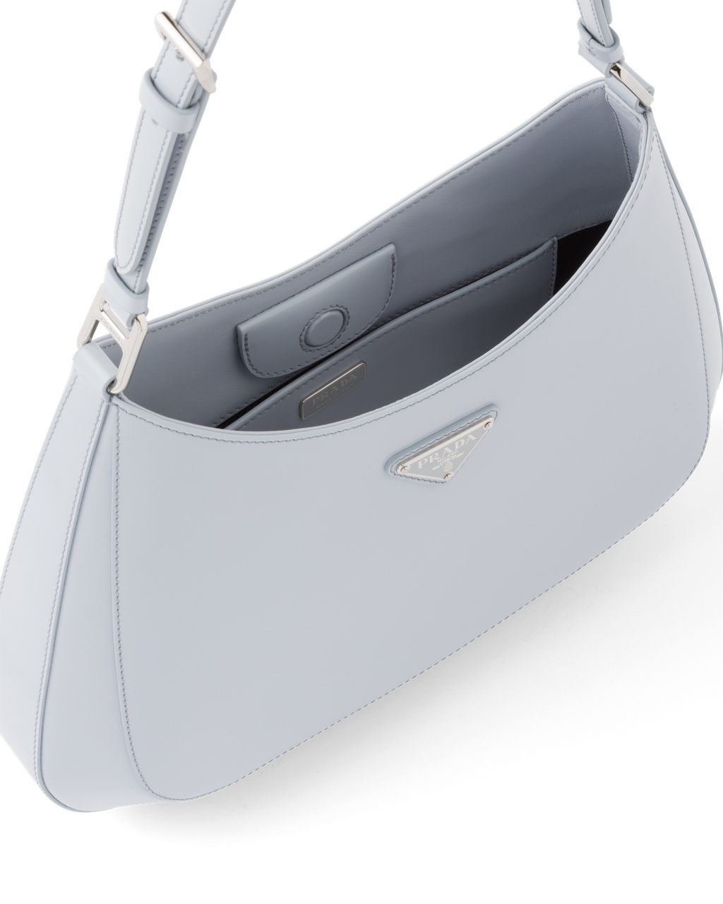 Prada Prada Cleo Brushed Kozene Shoulder Bag Modre | FUXTDL249