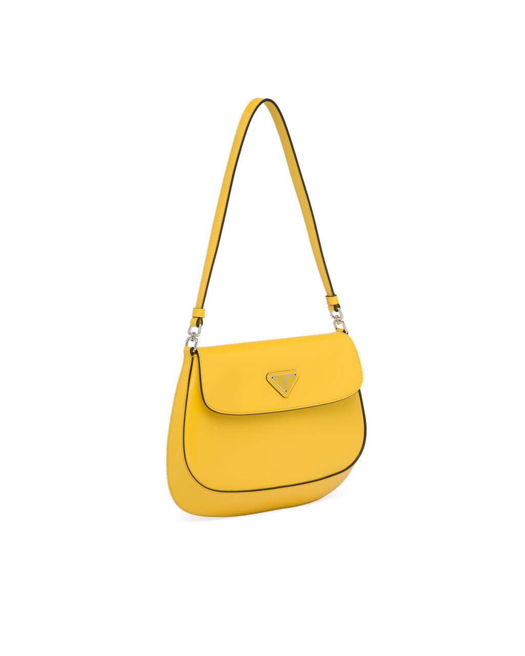 Prada Prada Cleo Brushed Kozene Shoulder Bag With Flap Žlté | IZHRAV436