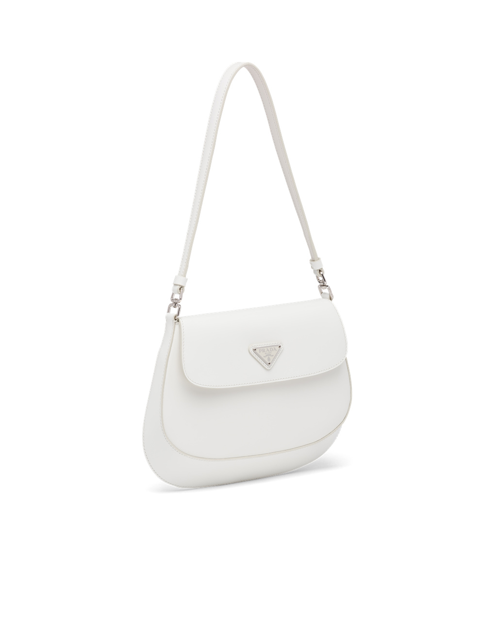 Prada Prada Cleo Brushed Kozene Shoulder Bag With Flap Biele | QBEMFK832