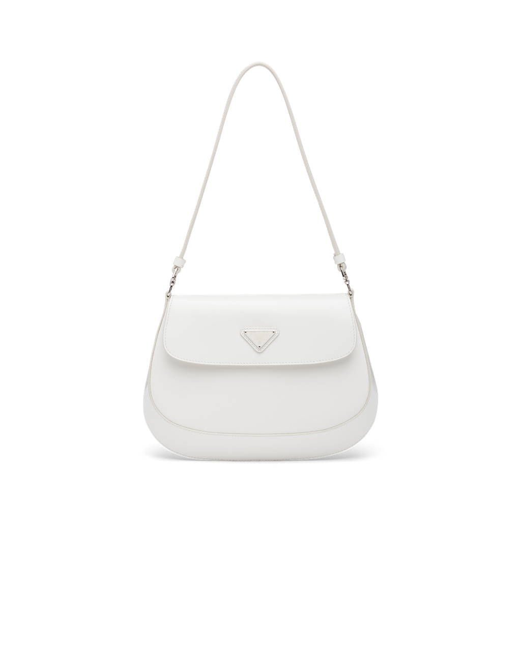 Prada Prada Cleo Brushed Kozene Shoulder Bag With Flap Biele | QBEMFK832