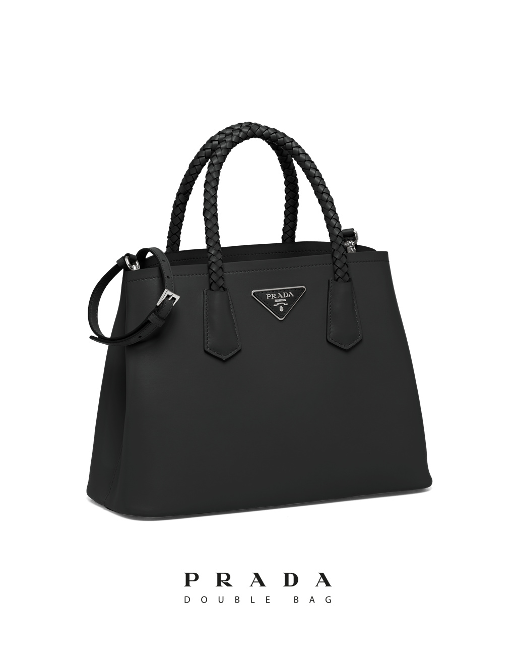 Prada Prada Double Medium Kozene Handbag Čierne | PSYXRZ358