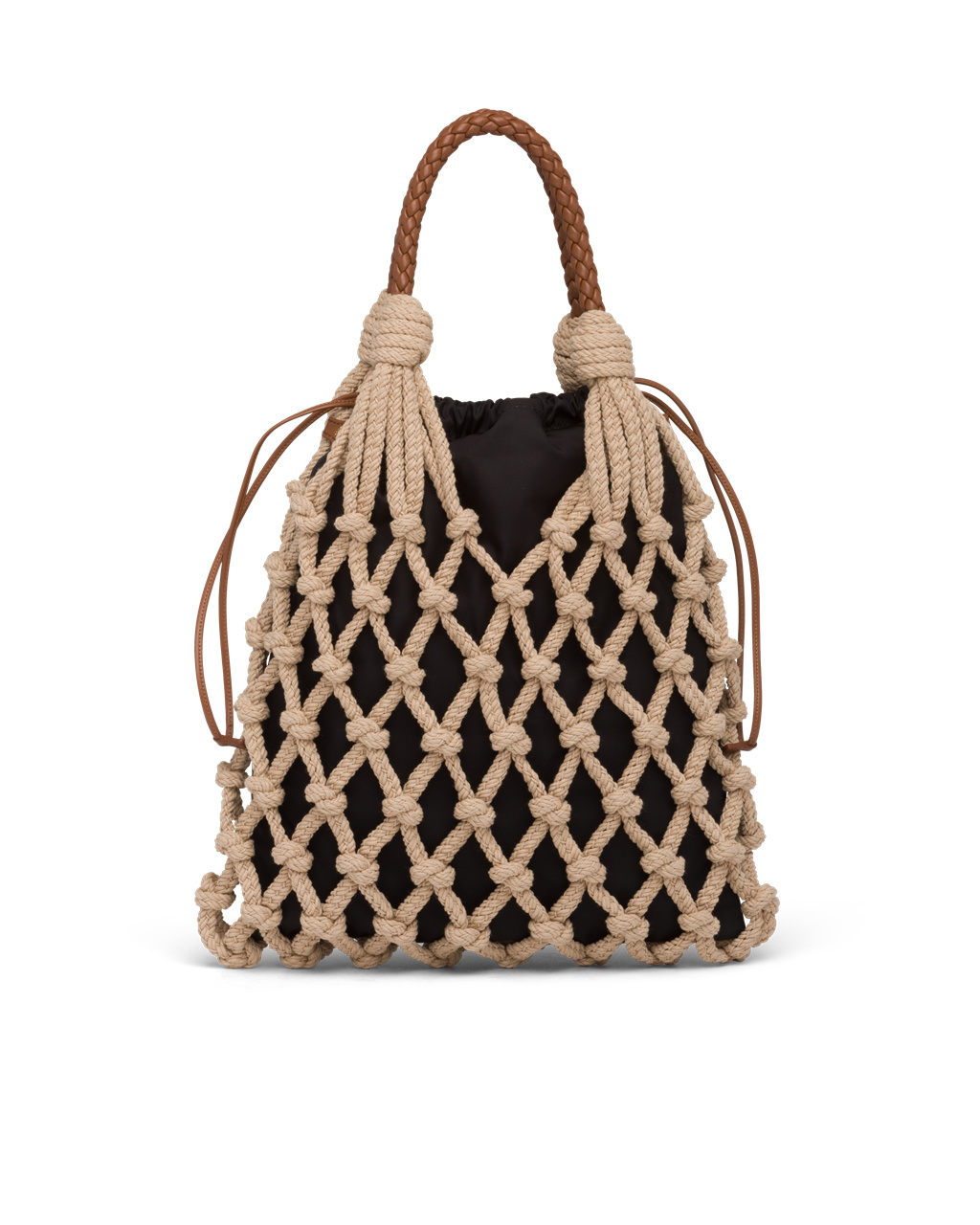 Prada Prada Fishnet Cord Mesh And Nylon Bag Cord / Cognac | XTNQWR731