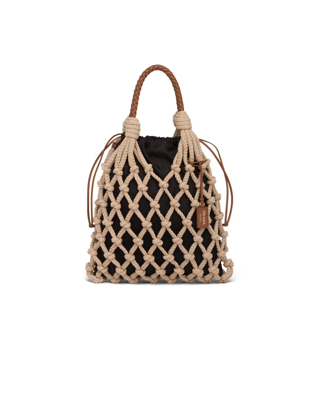 Prada Prada Fishnet Cord Mesh And Nylon Bag Cord / Cognac | XTNQWR731