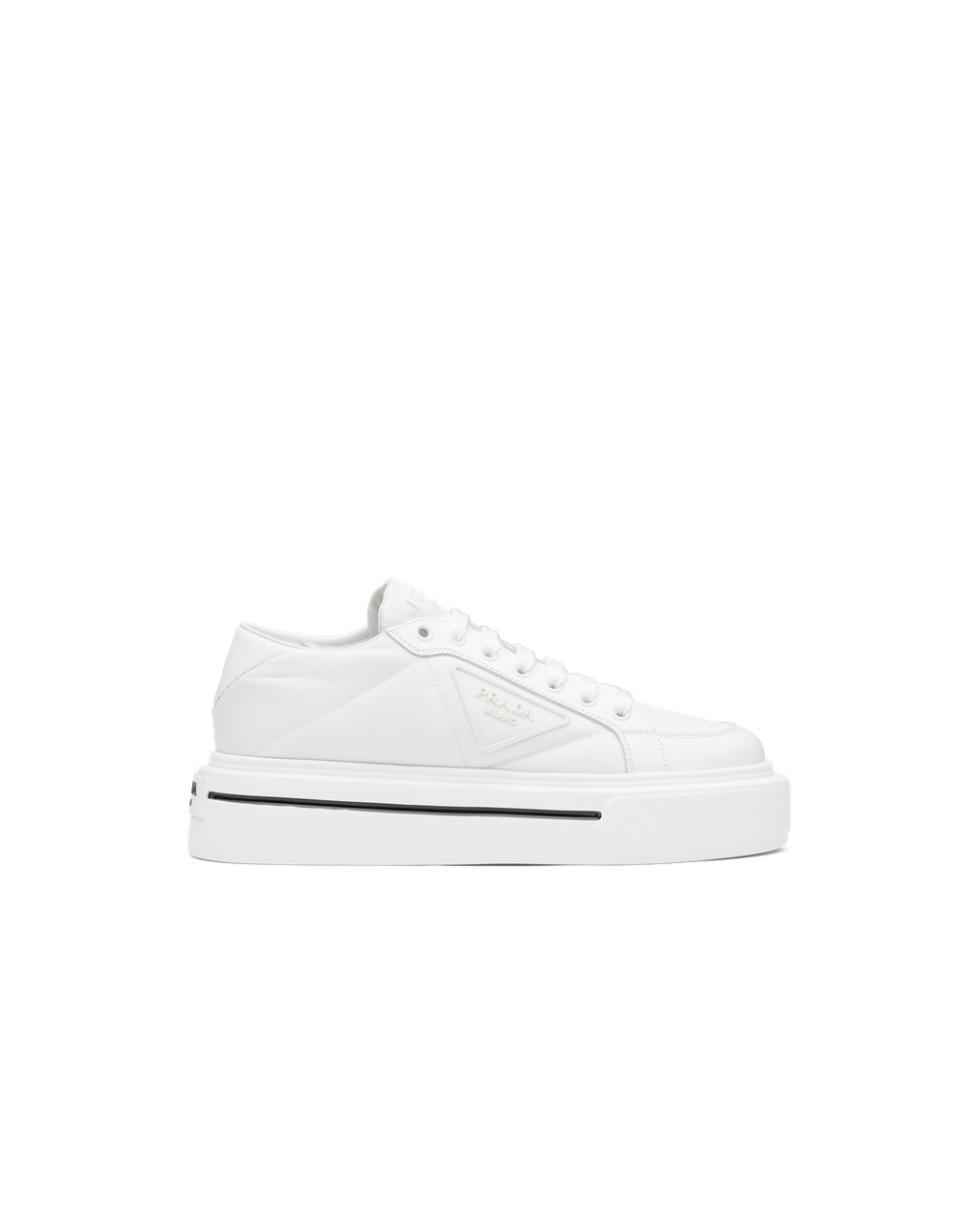 Prada Prada Macro Re-nylon And Brushed Kozene Sneakers Biele | MYIQNZ520