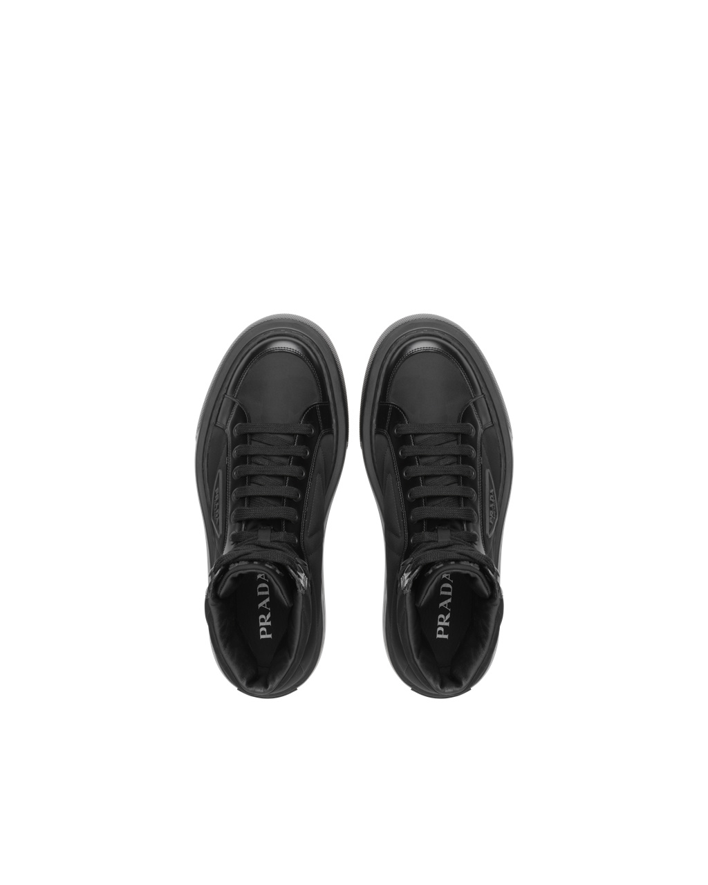 Prada Prada Macro Re-nylon And Brushed Kozene High-top Sneakers Čierne | ZBXELF701