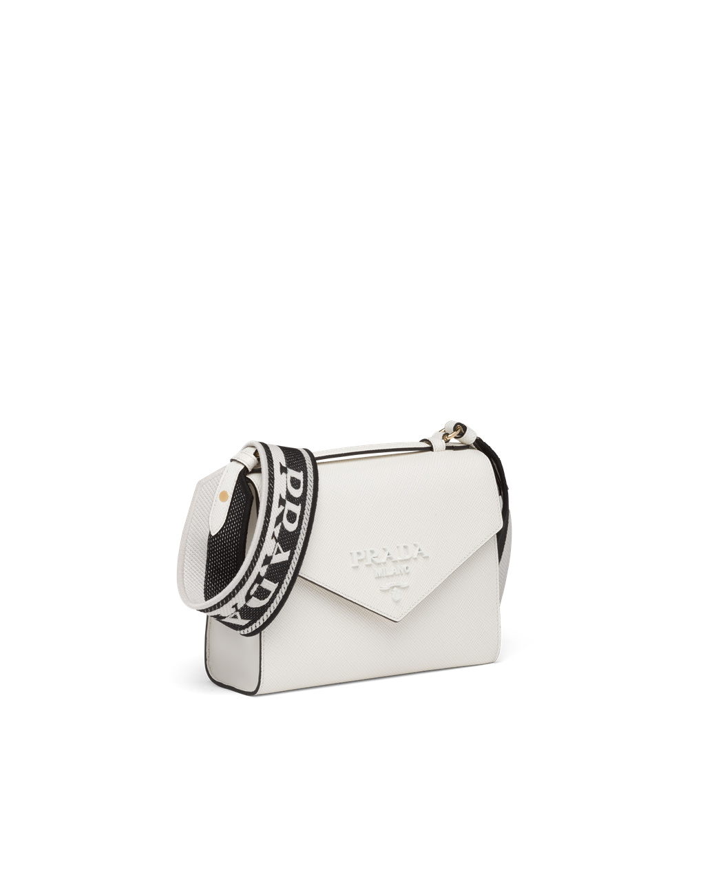 Prada Prada Monochrome Saffiano And Kozene Bag Biele | AGWTQY346