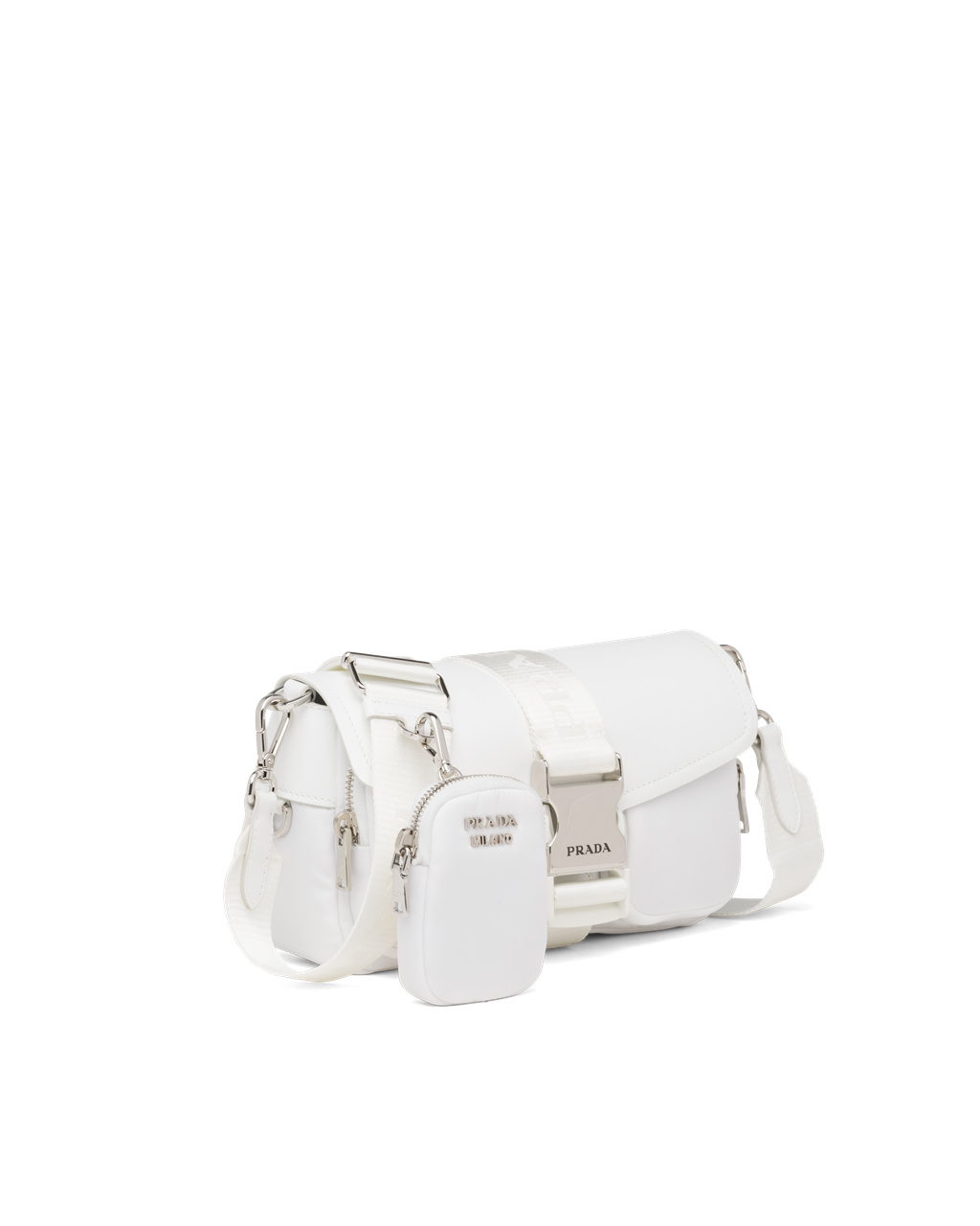 Prada Prada Pocket Nylon And Brushed Kozene Bag Biele | TDIREQ896