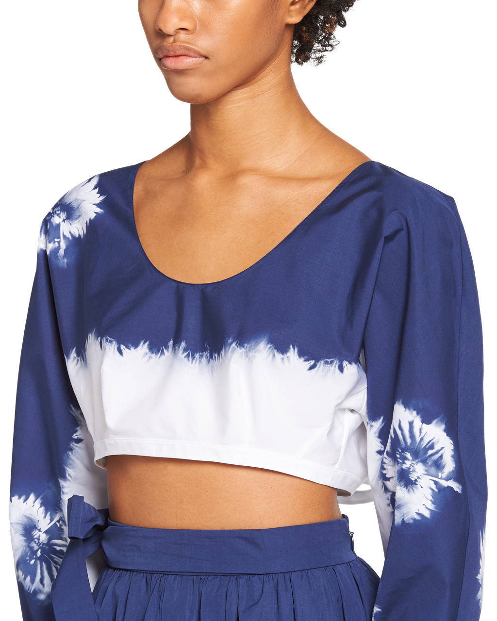 Prada Printed Poplin Crop Top Námornícka Modrá | LGMOVS715