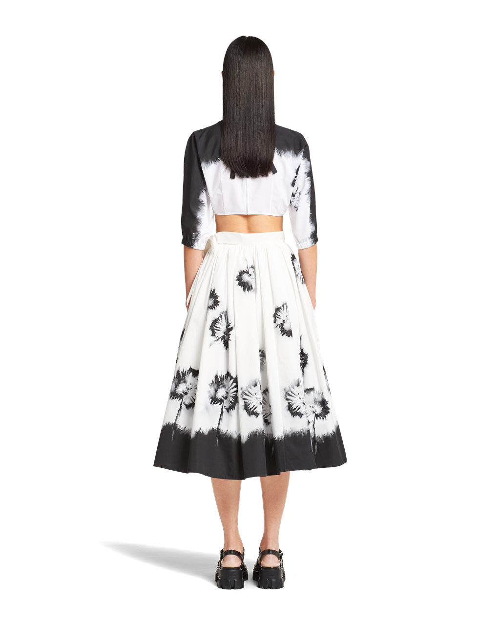 Prada Printed Poplin Skirt Biele Čierne | KHYVUZ169