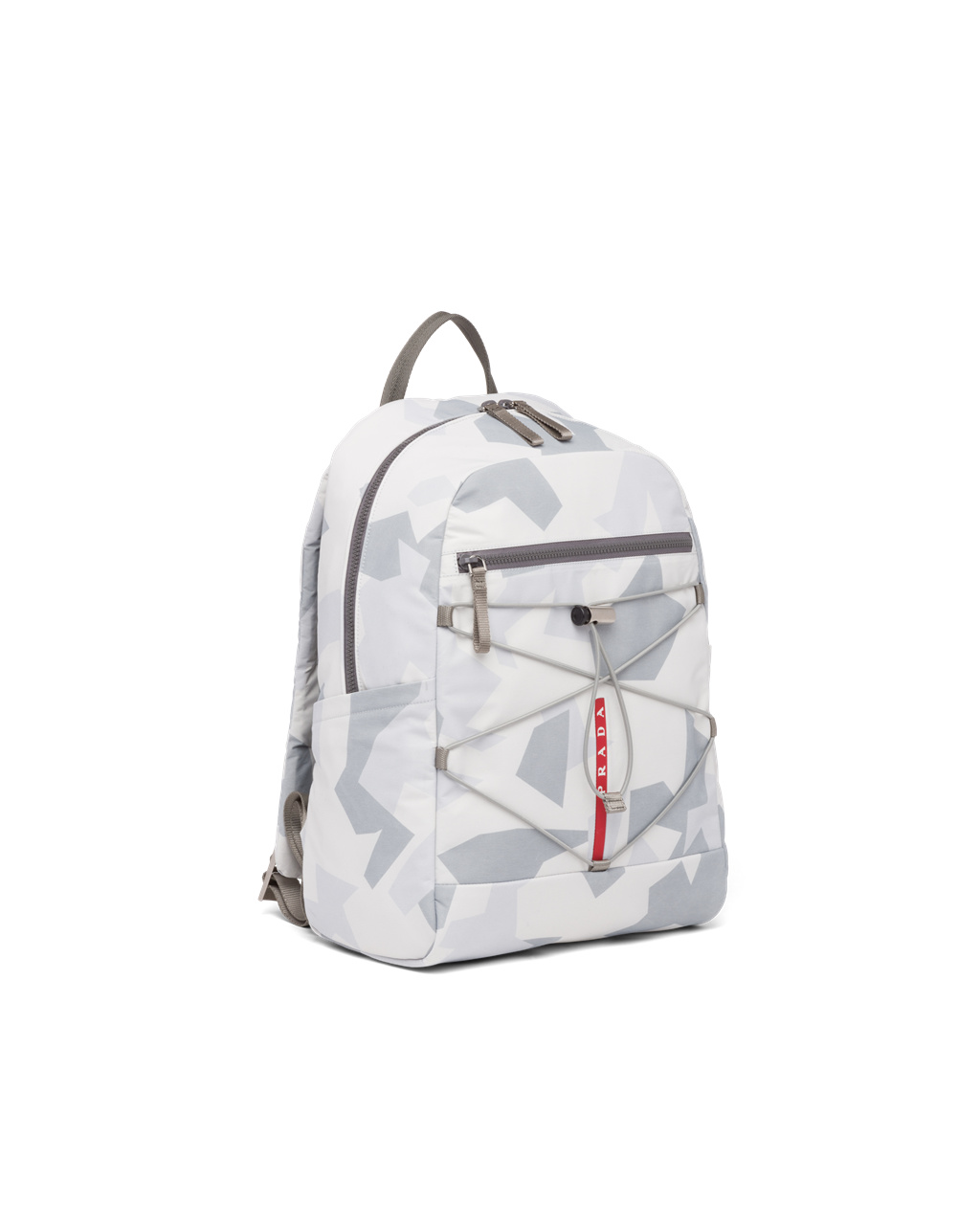 Prada Printed Technical Fabric Backpack Marble Gray | IYXPEB624