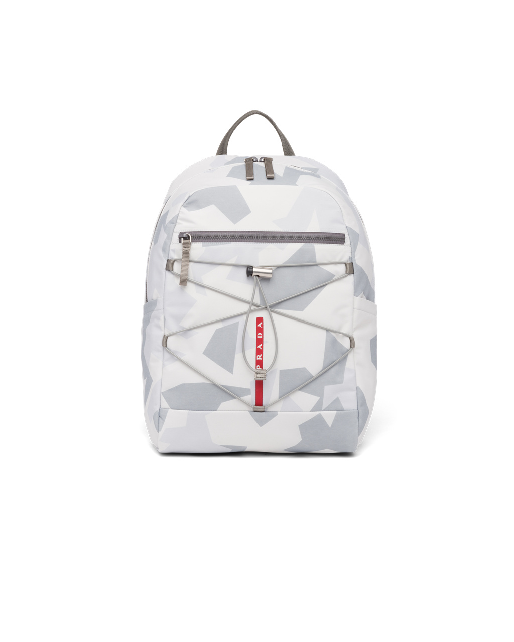 Prada Printed Technical Fabric Backpack Marble Gray | IYXPEB624