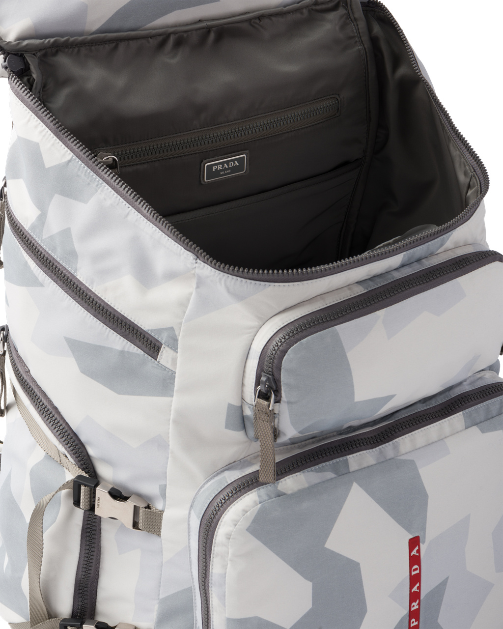 Prada Printed Technical Fabric Ski Boot Backpack Marble Gray | QGJUFN607