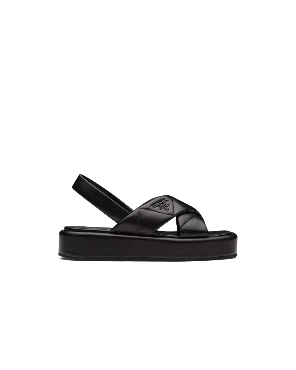 Prada Quilted Nappa Kozene Flatform Sandals Čierne | QXBAEO957