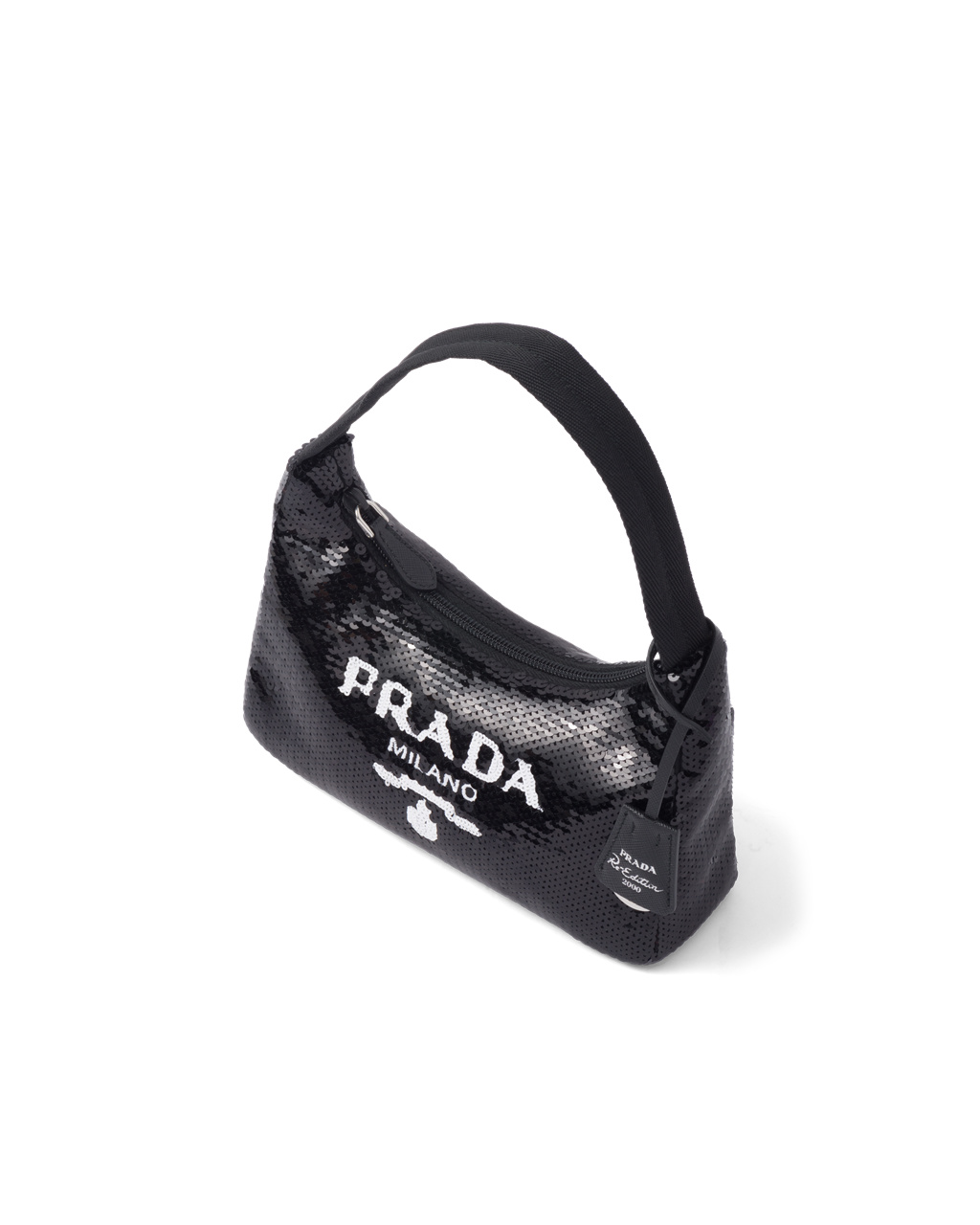 Prada Re-edition 2000 Sequined Re-nylon Mini-bag Čierne Biele | YEFKRC397