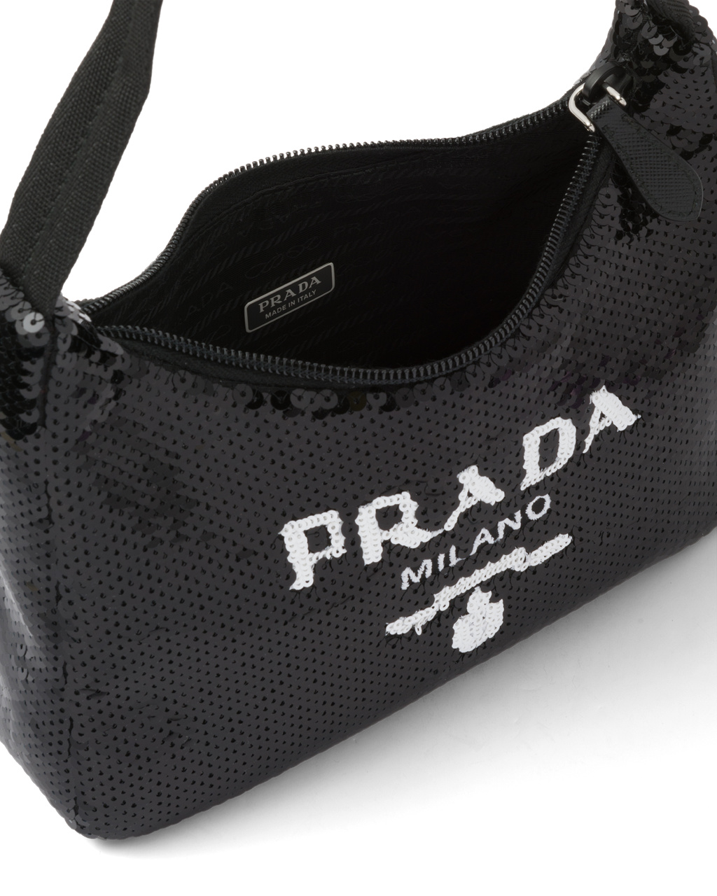 Prada Re-edition 2000 Sequined Re-nylon Mini-bag Čierne Biele | YEFKRC397