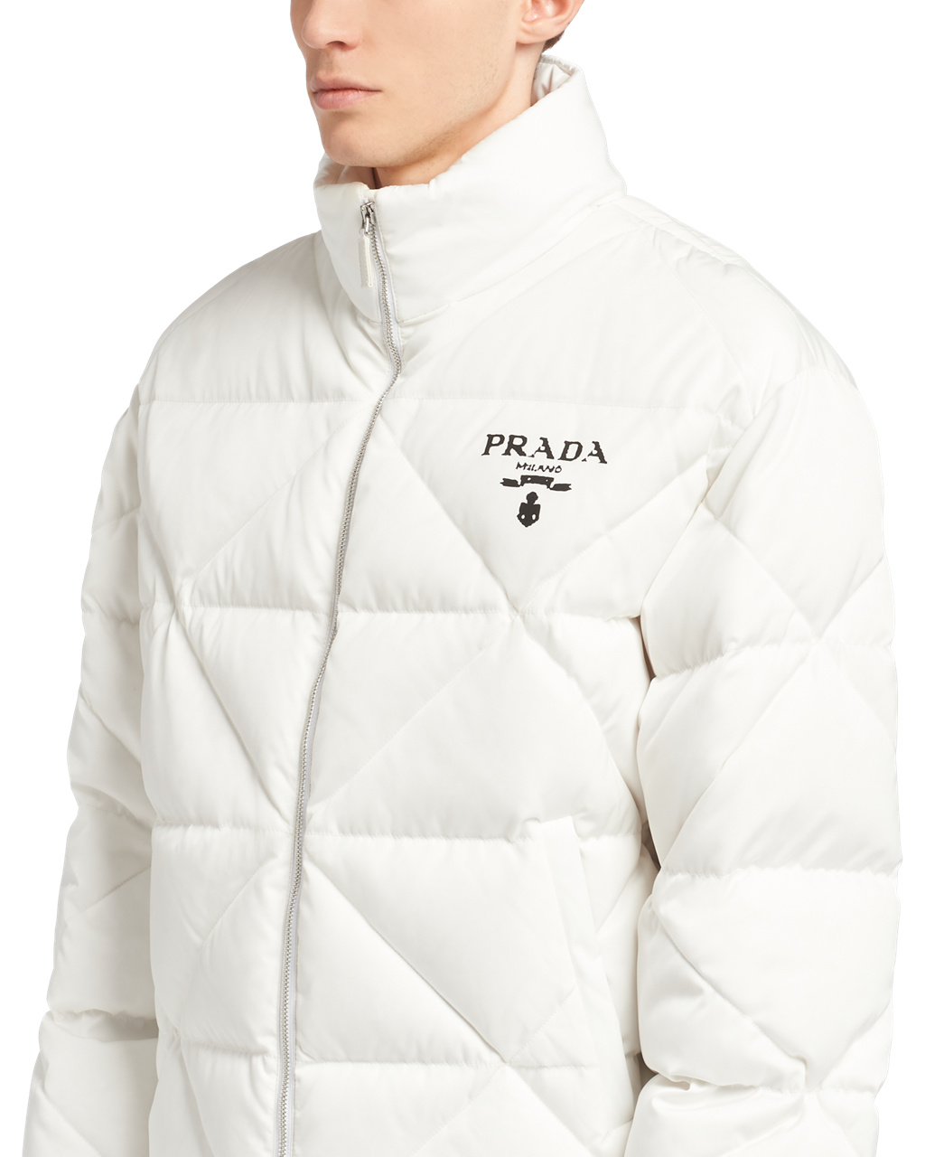 Prada Re-nylon Down Jacket Biele | KPYSMJ534