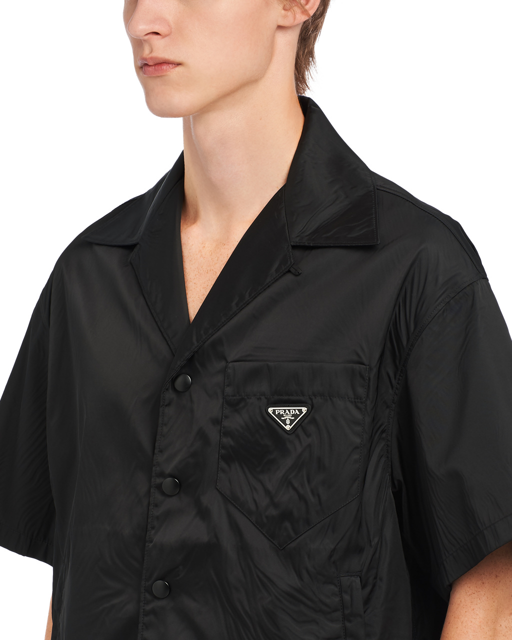 Prada Re-nylon Kratke-sleeved Shirt Čierne | EZHOBJ127