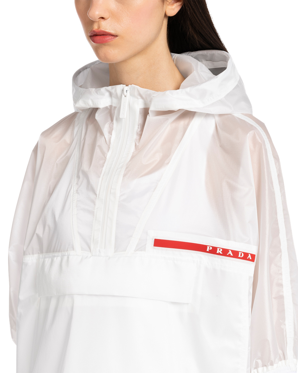 Prada Ripstop S Kapucňou Raincoat Biele | FWIPNQ706