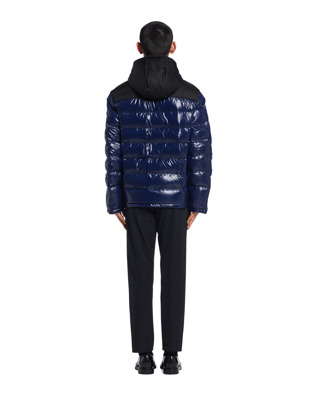 Prada S Kapucňou Nylon Down Jacket Modre | BUDYFM928