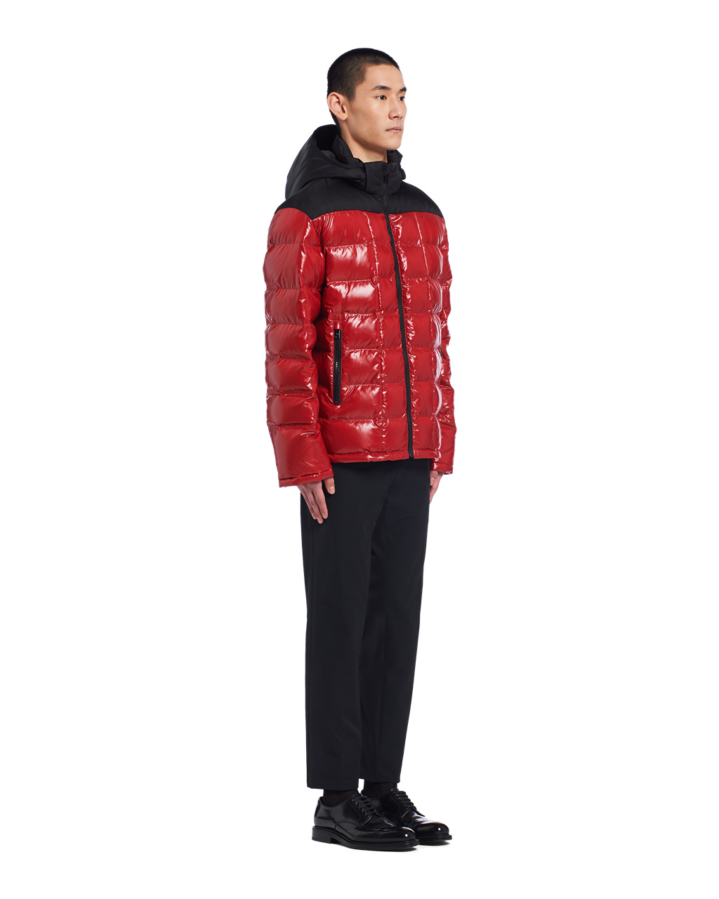 Prada S Kapucňou Nylon Down Jacket Červené | JMNDOL927