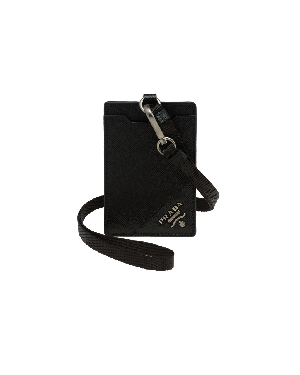 Prada Saffiano Kozene Badge Holder Čierne | SNFKDH417