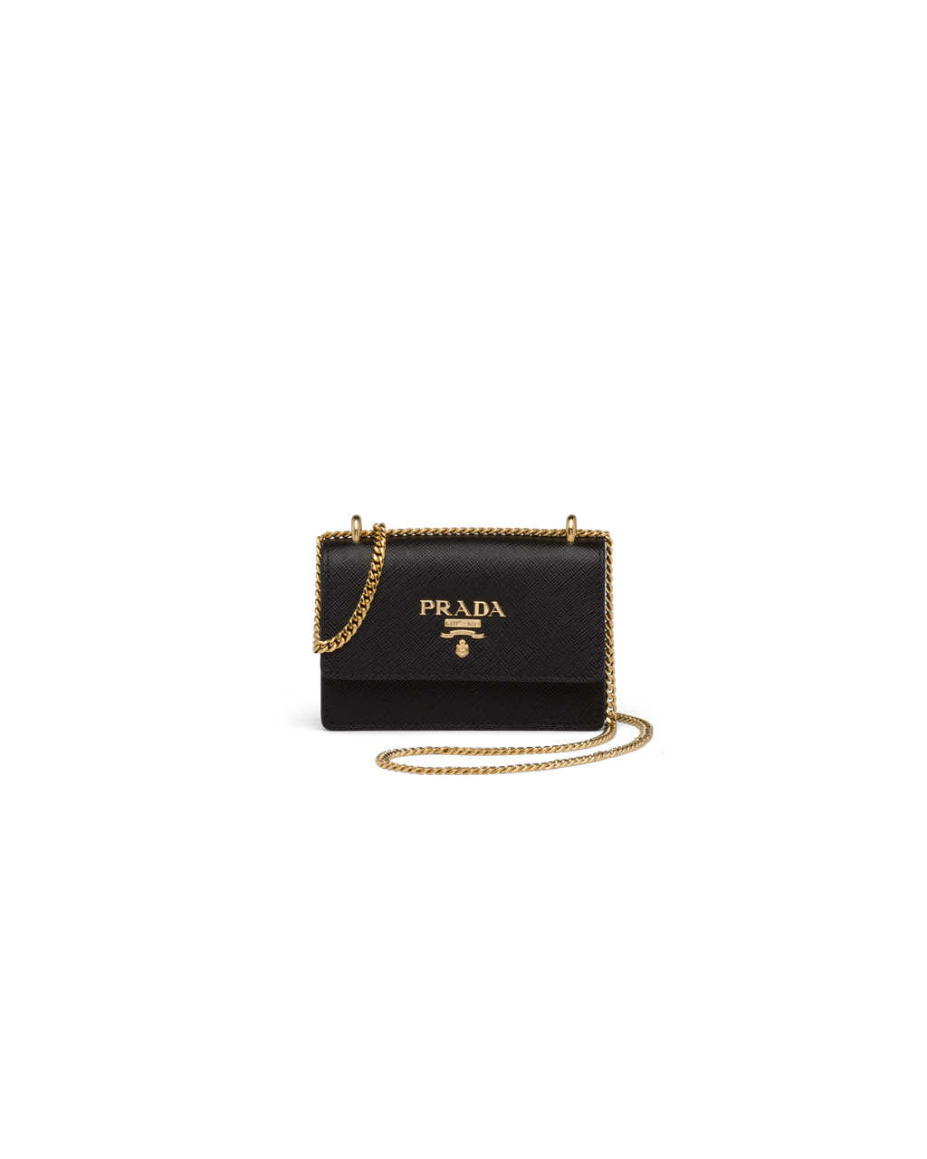 Prada Saffiano Kozene Card Holder With Shoulder Remienkove Čierne | LQEYPI549