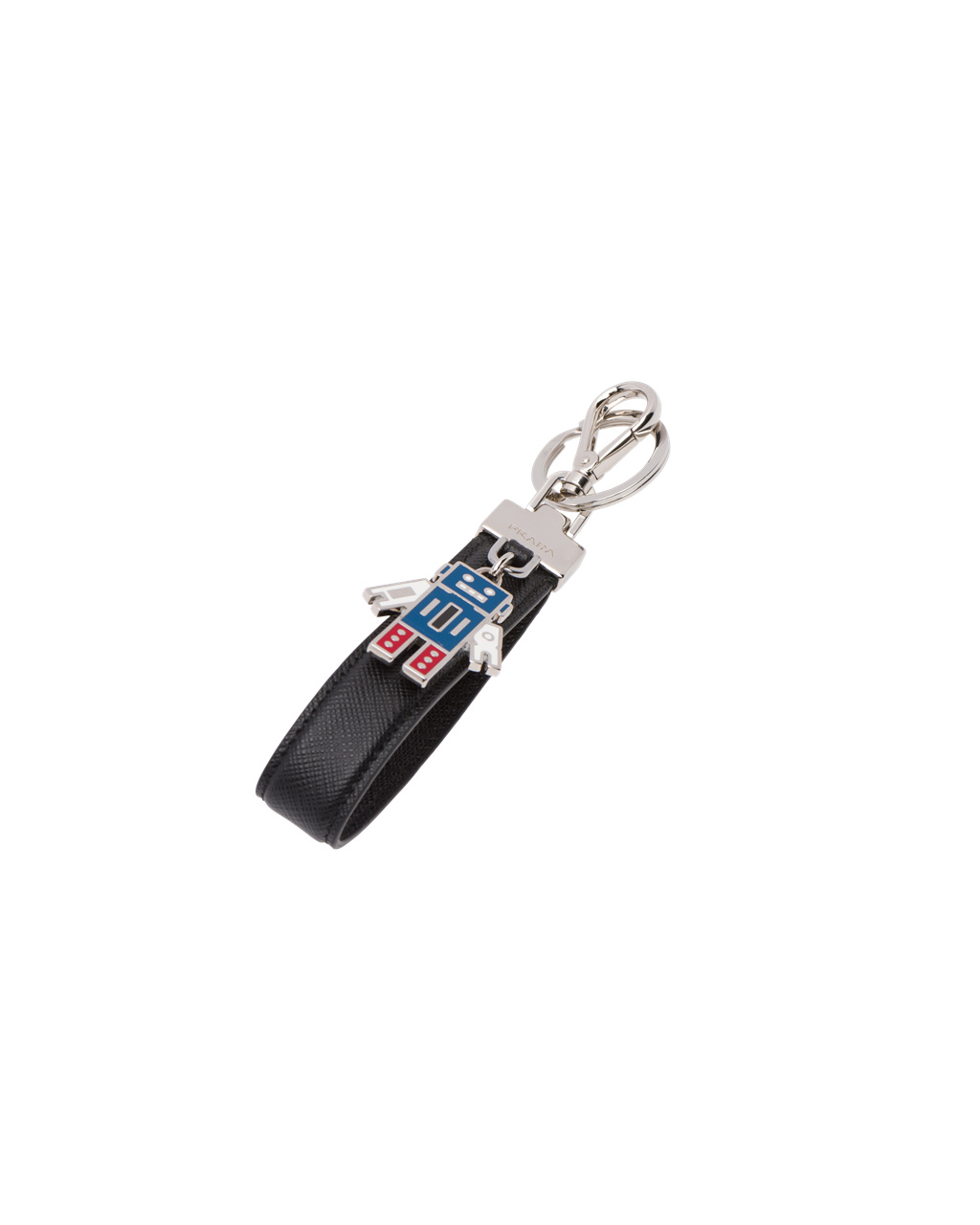 Prada Saffiano Kozene Keychain Čierne | DHICRF413