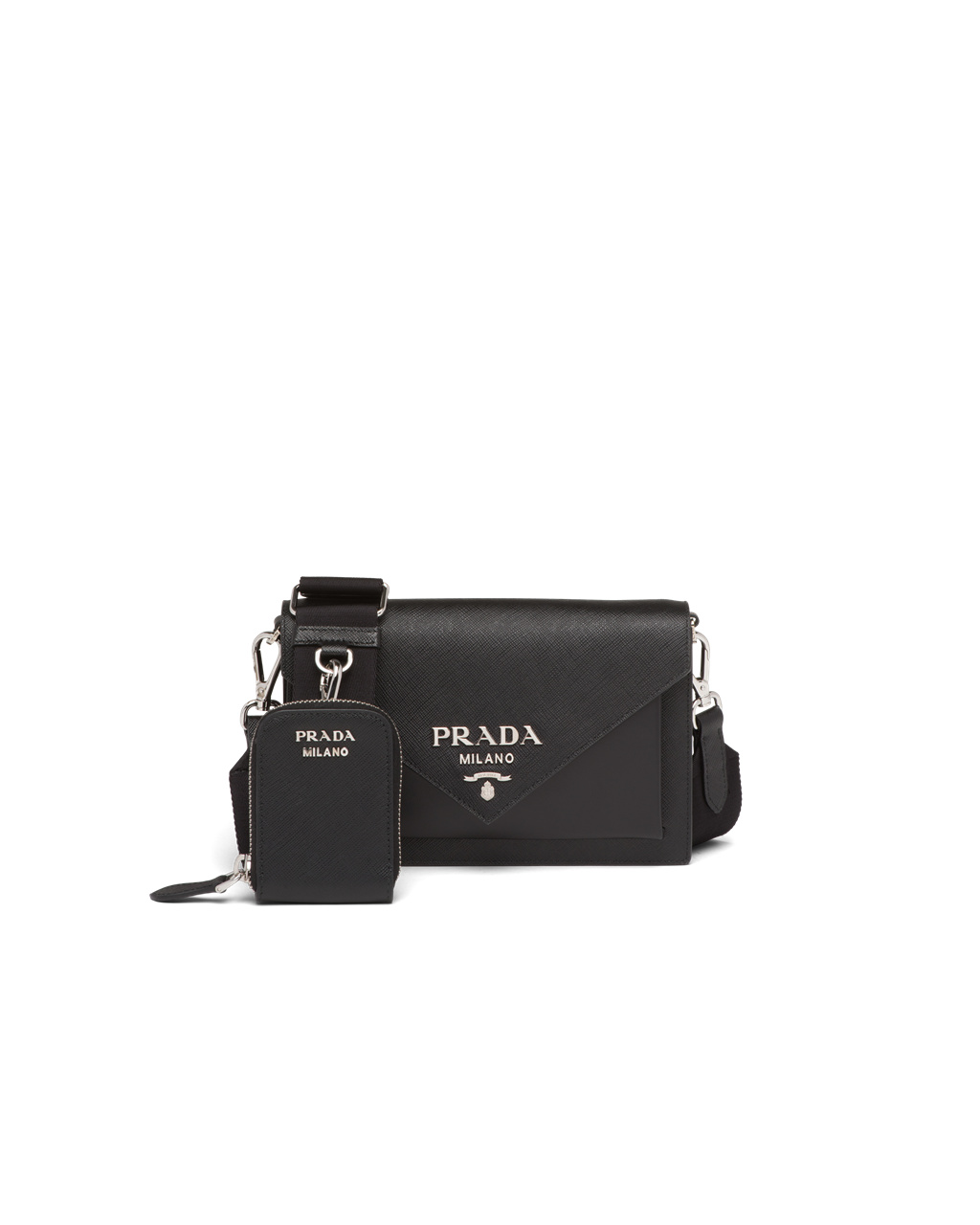 Prada Saffiano Kozene Mini Envelope Bag Čierne | QZSUKA129