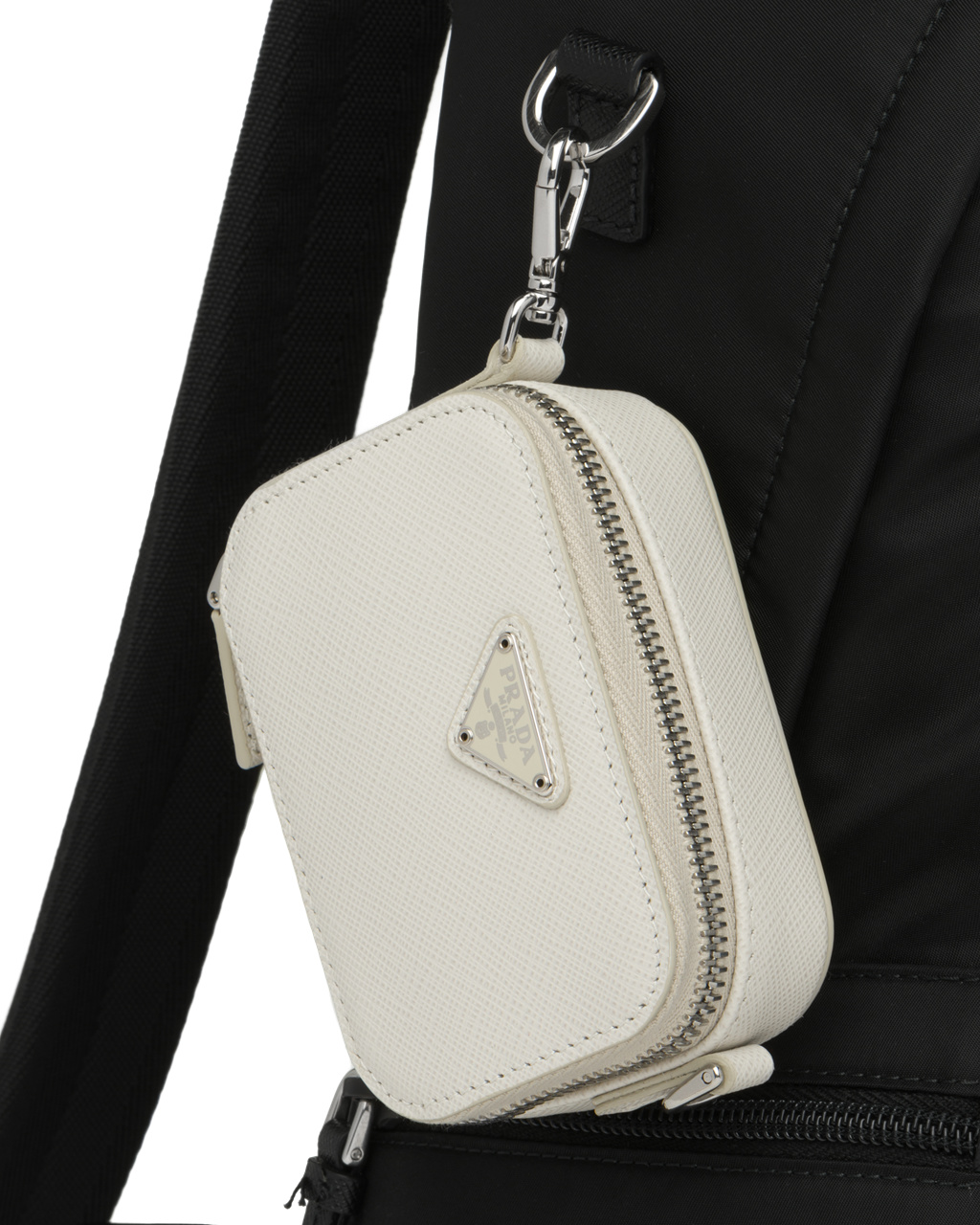 Prada Saffiano Kozene Mini Pouch Biele | SHJPAK352