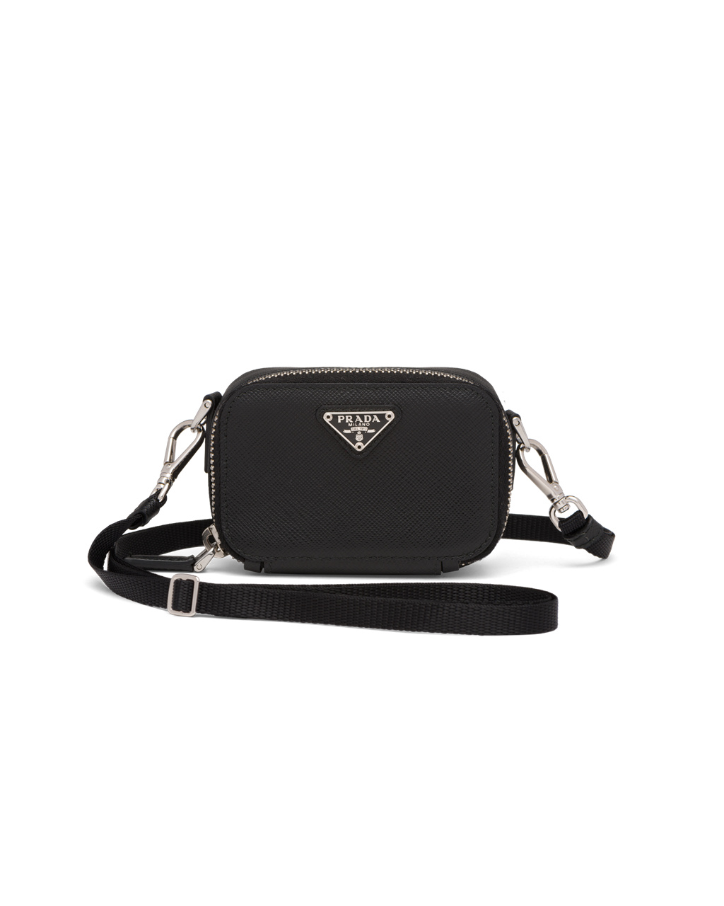 Prada Saffiano Kozene Mini Pouch Čierne | WECGZV425