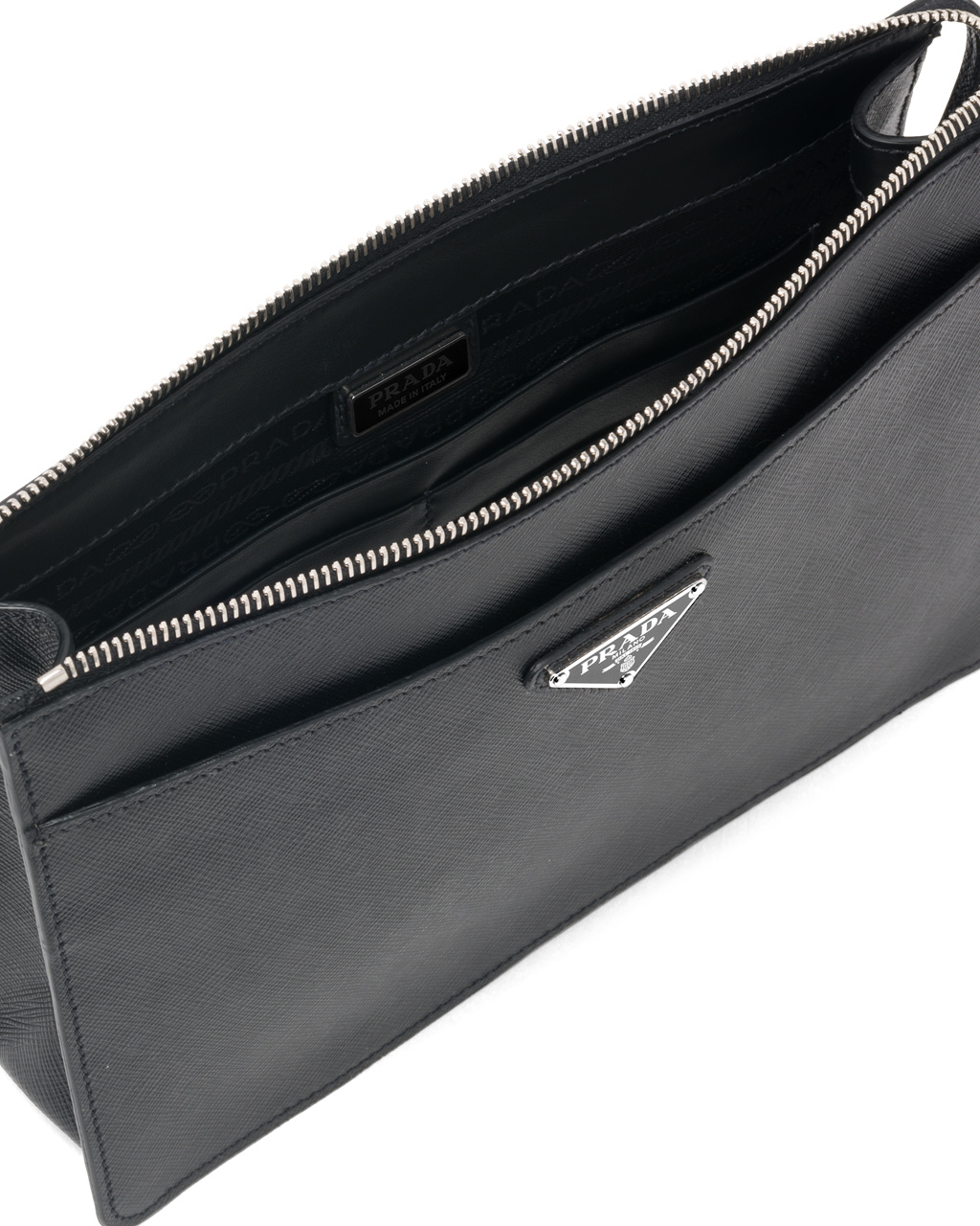 Prada Saffiano Kozene Pouch Čierne | LQITSV238