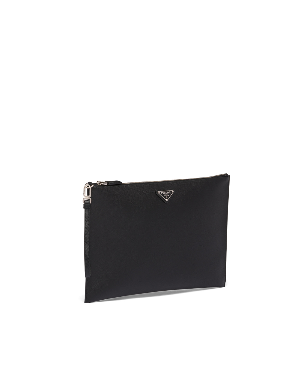 Prada Saffiano Kozene Pouch Čierne | NQHYIG980