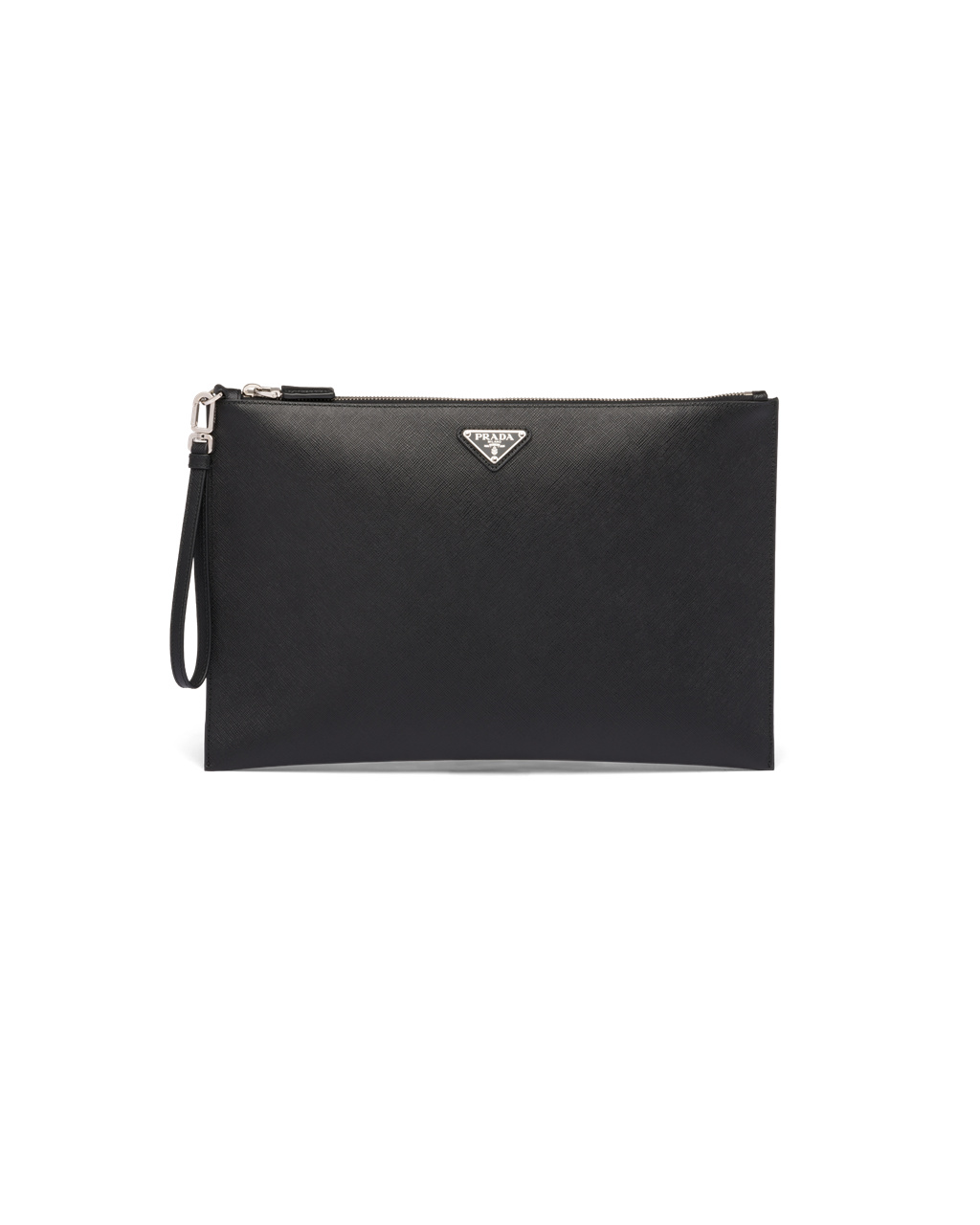 Prada Saffiano Kozene Pouch Čierne | NQHYIG980