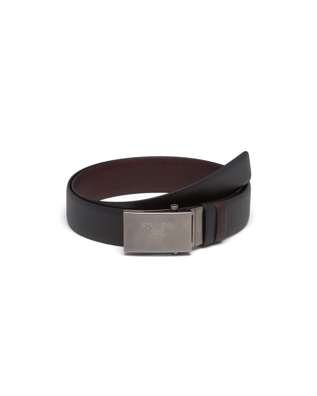 Prada Saffiano Kozene Reversible Belt Čierne Káva Hnede | POHQLJ105