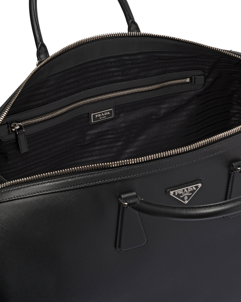 Prada Saffiano Kozene Travel Bag Čierne | XKHTWA852